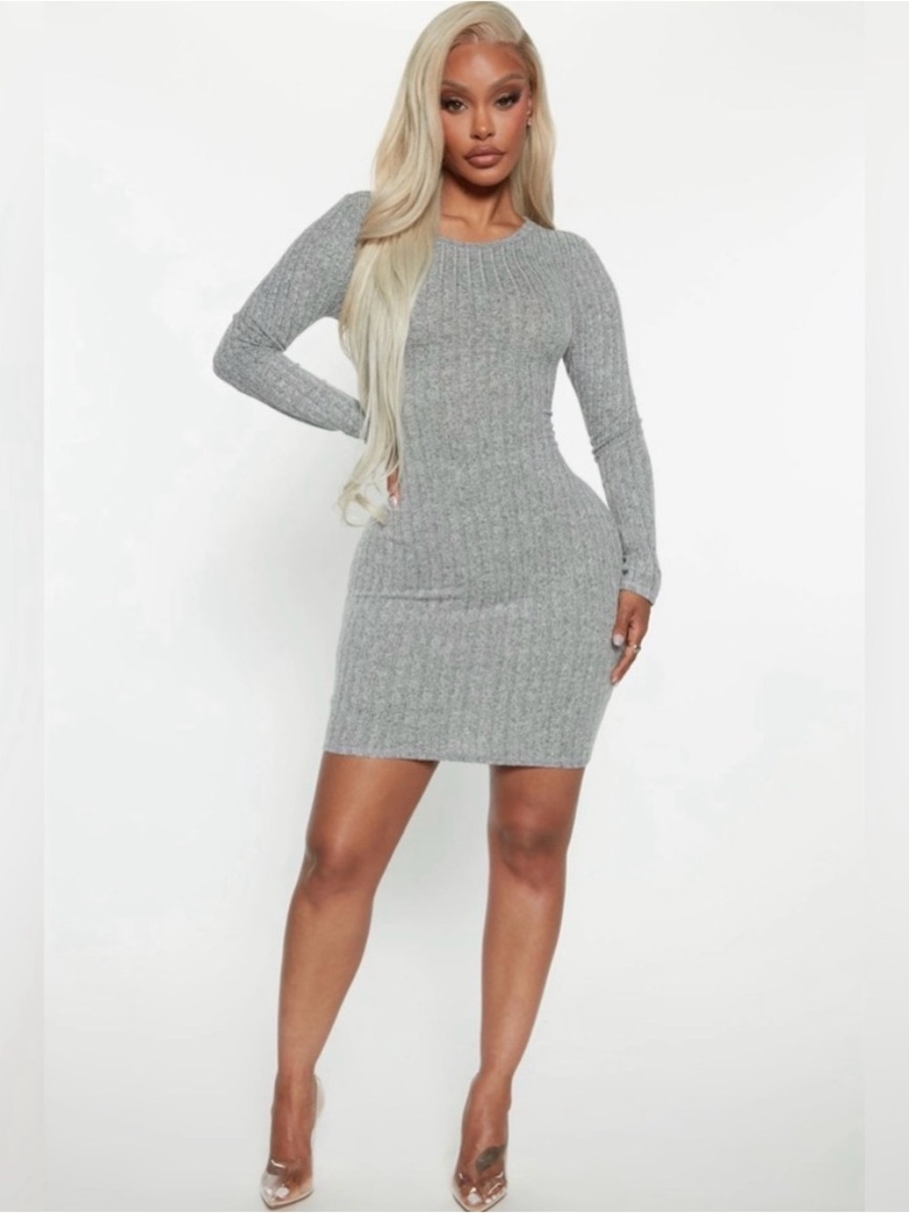 RIBBED MINI DRESS WOMENS SMALL FASHION NOVA GRAY NWT